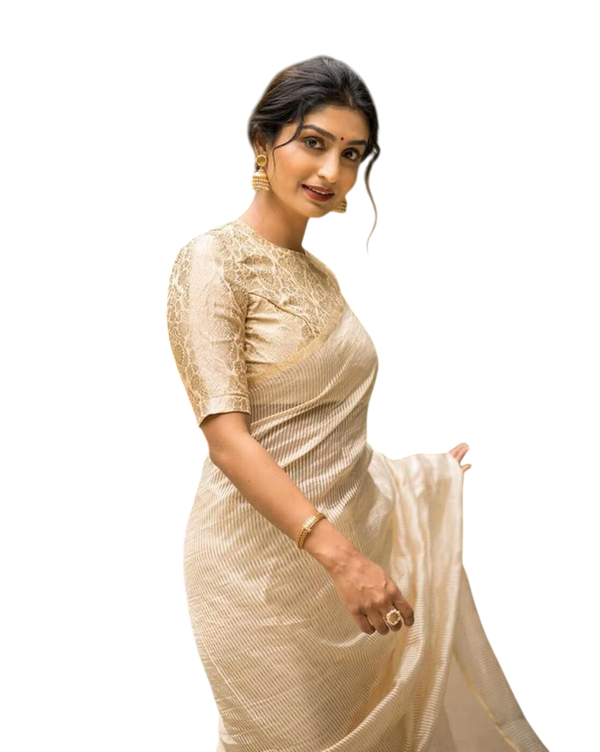 Off White Banarasi Silk Saree | Festive & Party Wear