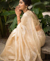 Off White Banarasi Silk Saree | Festive & Party Wear