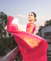 Off White Banarasi Silk Saree | Traditional Puja Wear