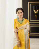 Off White Banarasi Silk Saree | Wedding & Reception Wear