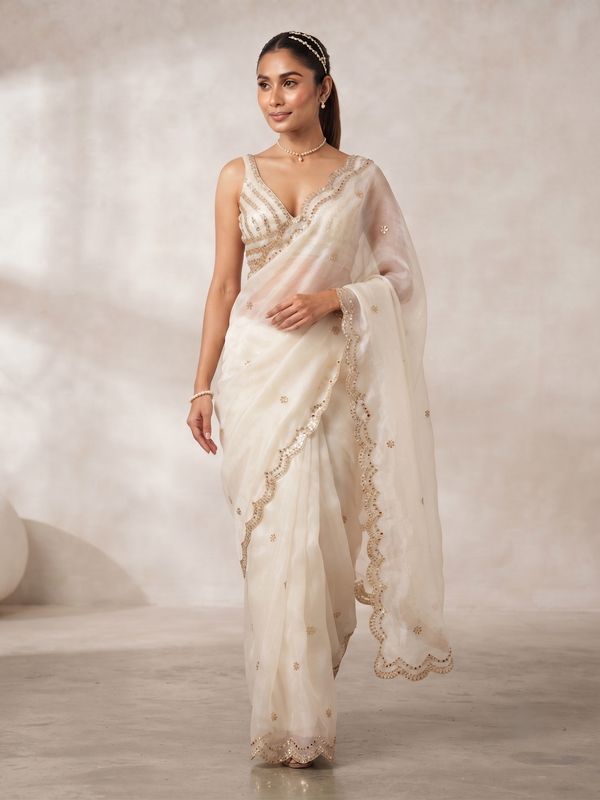 Off White Bollywood Designer Saree | Party & Festive Wear detail view