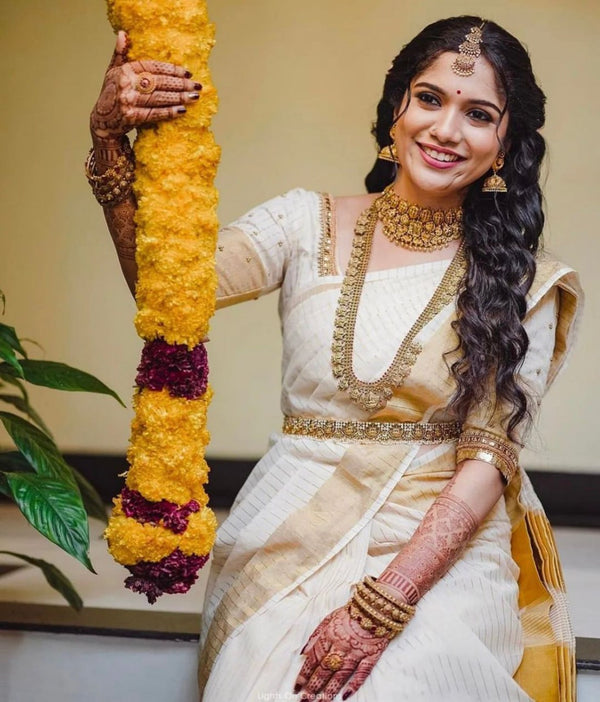 Off White Cotton Saree | Festival & Ceremony Wear