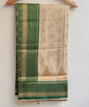 Off White-green Banarasi Silk Saree | Wedding & Festive Wear