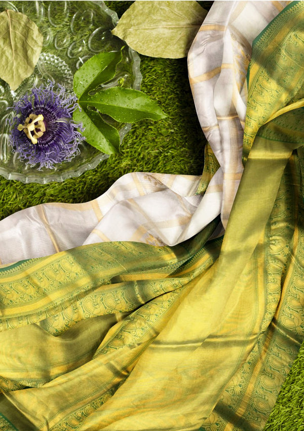 Off White Jacquard Silk Saree | Festive & Party Wear