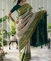 Off White Jacquard Silk Saree | Traditional Wedding Wear