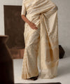 Off White Jacquard Silk Saree | Traditional Wedding Wear