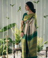 Off White Jacquard Silk Saree | Traditional Wedding Wear