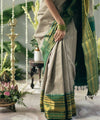 Off White Jacquard Silk Saree | Traditional Wedding Wear