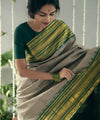 Off White Jacquard Silk Saree | Traditional Wedding Wear