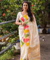Off White Jacquard Silk Saree | Wedding & Reception Wear