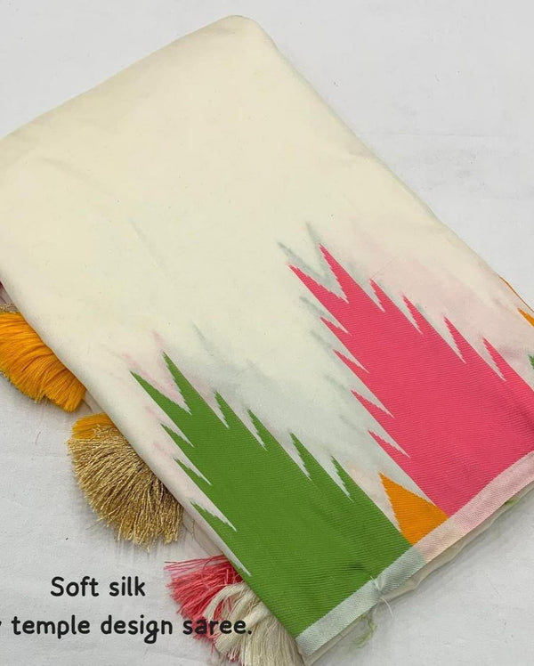 Off White Jacquard Silk Saree | Wedding & Reception Wear