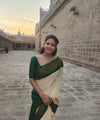 Off White Jacquard Silk Saree | Wedding & Reception Wear