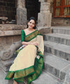 Off White Jacquard Silk Saree | Wedding & Reception Wear