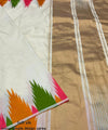 Off White Jacquard Silk Saree | Wedding & Reception Wear