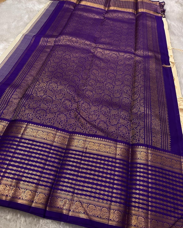 Off White Kanjivaram Silk Saree | Festival & Ceremony Wear