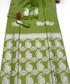 Olive Banarasi Silk Saree | Bridal & Festive Wear