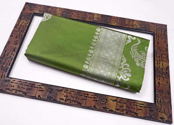 Olive Banarasi Silk Saree | Bridal & Festive Wear