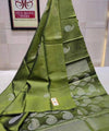 Olive Banarasi Silk Saree | Bridal & Festive Wear