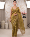 Olive Gold Bollywood Designer Saree | Party & Festive Wear