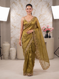 Olive Gold Bollywood Designer Saree | Party & Festive Wear
