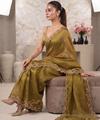 Olive Gold Bollywood Designer Saree | Party & Festive Wear