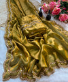 Olive Gold Bollywood Designer Saree | Party & Festive Wear