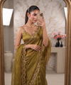 Olive Gold Bollywood Designer Saree | Party & Festive Wear