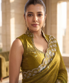 Olive Gold Satin Saree with Zari Weaving & Siroski Border | RD TANISHKA