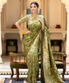 Olive Green Banarasi Silk Saree | Ethnic Wear for Women