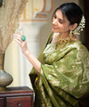 Olive Green Banarasi Silk Saree | Ethnic Wear for Women
