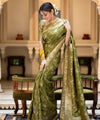 Olive Green Banarasi Silk Saree | Ethnic Wear for Women