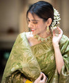 Olive Green Banarasi Silk Saree | Ethnic Wear for Women