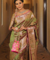 Olive Green Banarasi Silk Saree | Festive & Party Wear