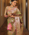 Olive Green Banarasi Silk Saree | Festive & Party Wear