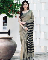 Olive Green Banarasi Silk Saree | Wedding & Festive Wear