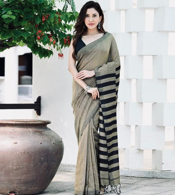 Olive Green Banarasi Silk Saree | Wedding & Festive Wear