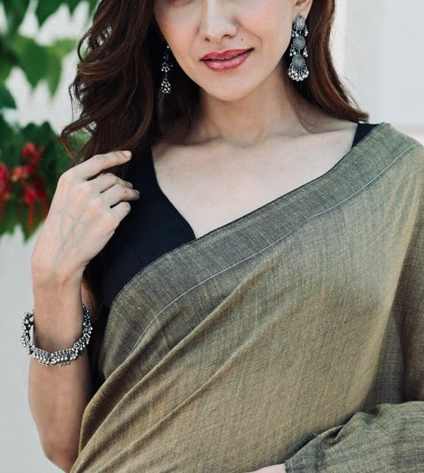 Olive Green Banarasi Silk Saree | Wedding & Festive Wear
