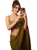 Olive Green Bollywood Designer Saree | Party & Festive Wear