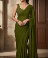 Olive Green Bollywood Designer Saree | Party & Festive Wear
