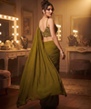Olive Green Bollywood Designer Saree | Party & Festive Wear