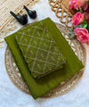 Olive Green Bollywood Designer Saree | Party & Festive Wear