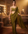 Olive Green Bollywood Designer Saree | Party & Festive Wear