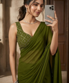 Olive Green Bollywood Designer Saree | Party & Festive Wear