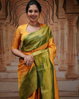 Olive Green Kanjivaram Silk Saree | Festival & Ceremony Wear