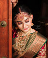 Olive Green Kanjivaram Silk Saree | Festive & Party Wear