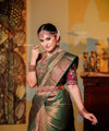 Olive Green Kanjivaram Silk Saree | Festive & Party Wear