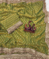 Olive Green Moss Satin Saree with Maharani Big Border | RD PRIYA