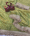 Olive Green Moss Satin Saree with Maharani Big Border | RD PRIYA