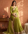 Olive Green Moss Satin Saree with Maharani Big Border | RD PRIYA