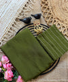 Olive Green Rangoli Crush Saree with Sequin Bits Blouse | RD VIAANA